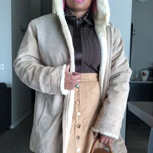 ST. JOHN’S BAY genuine leather coat in tan